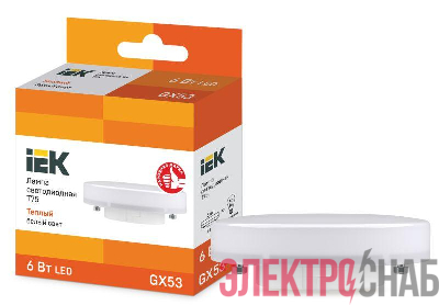 Лампа светодиодная ECO T75 таблетка 6Вт 230В 3000К GX53 IEK LLE-T80-6-230-30-GX53