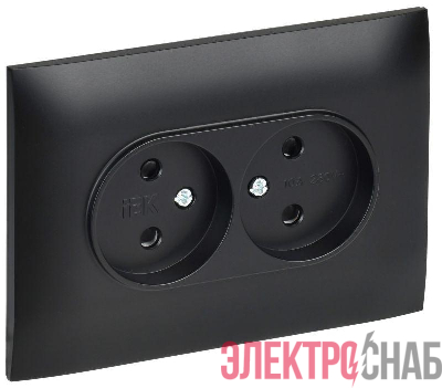 Розетка 2-м SKANDY 10А без заземл. защ. шторки в сборе SK-R09Bl черн. IEK SK-R23-10-K02-F
