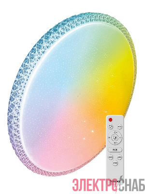Светильник светодиодный PREMIUM MYSTERY RGB 75Вт 230В 3000-6500К 6000лм IP40 495х85мм настенно-потолочный управляемый с пультом ДУ с RGB подсветкой КОСМОС KSMystRGB75W