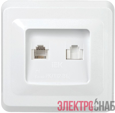 Розетка компьютерная + телефонная 2-м СП Вега РК/Т12-ВБ RJ45 + RJ11 бел. GENERICA EIV20-K01-DM