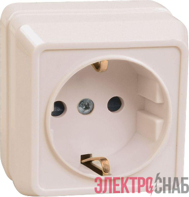 Розетка 1-м ОП Октава РС20-3-ОКм 16А IP20 с заземл. крем. GENERICA ERO11-K33-16-DC