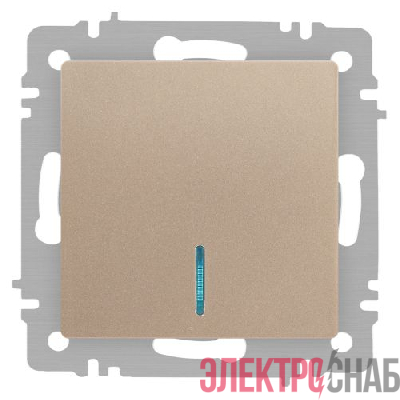 Выключатель 1-кл. СП Accent 6-102-04 10А IP20 250В с подсветкой AL/CU шампань Intro Б0063475