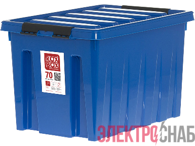 Ящик 589х396х355 мм с крышкой и клипсами, на роликах, синий Rox Box 70Д Rox Box 70Д