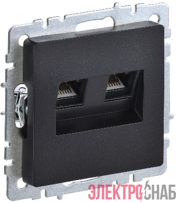 Розетка компьютерная двойн. СП RJ45 кат.5E BRITE РК10-2-БрЧ механизм черн. IEK BR-K20-1-K02