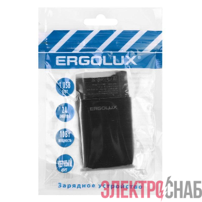 Адаптер сетевой ELX-РA01P-C02 ПРОМО 1USB 100-220В 5В/2А пакет черн. ERGOLUX 15107