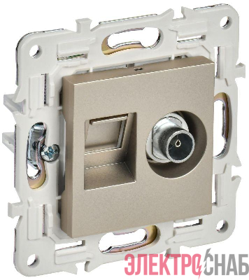 Розетка двойная TV+RJ45 кат.5E SKANDY SK-A14Sh шампань IEK SK-AK20-1-K37