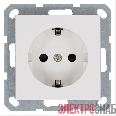 Розетка 1-м Shuko 16А IP20 с заземл. защ. шторки механизм бел. глянцевый Jasmart G5501W