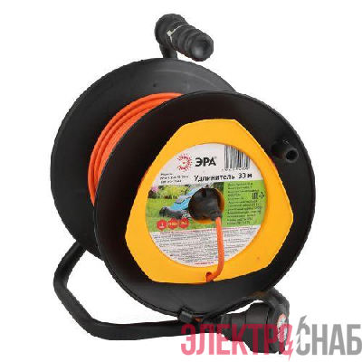 Удлинитель на пластик. катушке 1х30м без заземл. 6А IP44 RPx-1-2х0.75-30m ПВС 2х0.75 Эра Б0043043