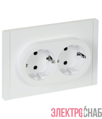Розетка 2-м СП FORTE&PIANO FP223 16А с заземл. защ. шторки безвинт. крепл. бел. IEK FP-R24-16-1-K01