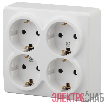 Розетка 4-м ОП Эра Эксперт 11-2211-01 16А IP20 16AX 250В 4х2P+E Schuko защ. шторки бел. Эра Б0020709