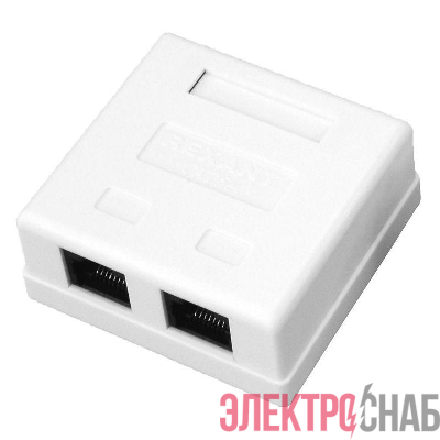 Розетка компьютерная 2-м ОП RJ45 кат.5E UTP неэкранир. бел. Rexant 03-0151