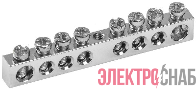 Шина PEN &quot;земля-ноль&quot; 6х9мм 8/1 Ni (8групп/крепеж по центру) IEK YNN10-08-100-N