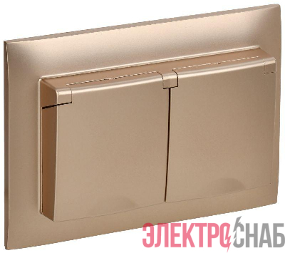 Розетка 2-м SKANDY 16А IP44 с крышкой в сборе SK-R12Sa песочн. IEK SK-R26-16-44-K98-F