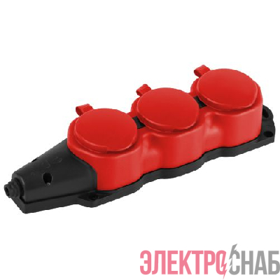 Колодка 3-м с заземл. 16A IP44 KX-3e-RED-IP44 каучук. красн. Эра Б0068393