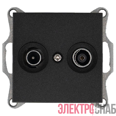 Розетка телевизионная проходная TV + FM 2-м Ф9.5мм механизм антрацит Jasmart G6205B