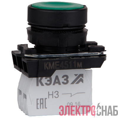 Кнопка КМЕ 4511м 1но+1нз цилиндр IP54 зел. КЭАЗ 248247