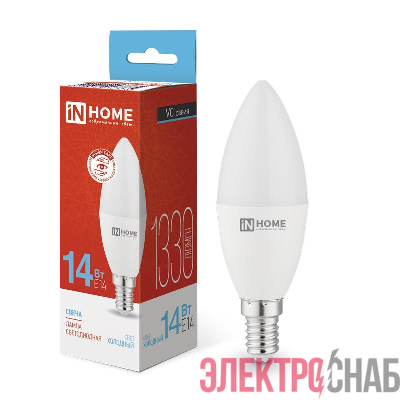 Лампа светодиодная LED-СВЕЧА-VC 14Вт E14 6500К 1330лм IN HOME 4690612047775