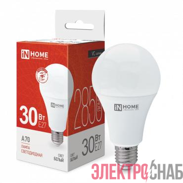 Лампа светодиодная LED-A70-VC 30Вт грушевидная 4000К нейтр. бел. E27 2850лм 230В IN HOME 4690612024141