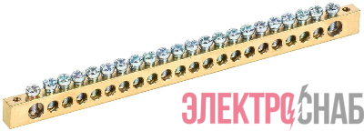 Шина PEN "земля-ноль" 8х12мм 22/2 (22группы/крепеж по краям) IEK YNN21-22-100