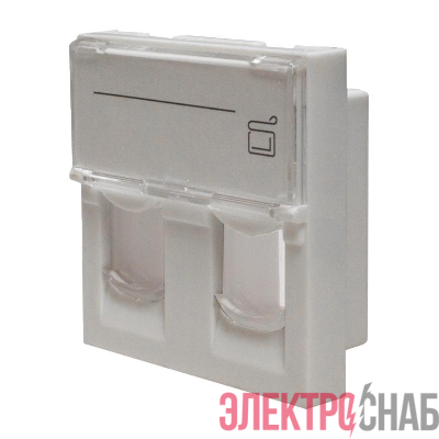 Панель лицевая 2 порта 45х45 Keystone шторки откидное маркиров. окно (DIY) SUPRLAN 10-0302-1