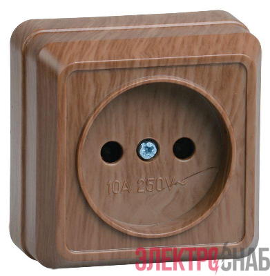 Розетка 1-м ОП Октава 10А IP20 без заземл. дуб GENERICA ERO10-K04-10-DC