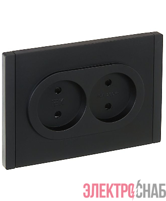 Розетка 2-м СП FORTE&PIANO FP125 10А без заземл. защ. шторки безвинт. крепл. черн. IEK FP-R23-10-1-K02