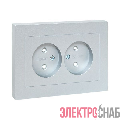 Розетка 2-м СП Эпика 16А без заземл. защ. шторки с рамкой механизм алюм. EKF UP1-SOA-201