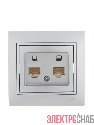 Розетка компьютерная 2-м СП Mira RJ45 сер. метал. LEZARD 701-1010-141