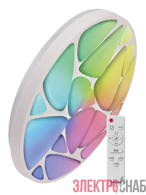 Светильник светодиодный PREMIUM SHELL RGB 75Вт 230В 3000-6500К 6000лм IP40 500х80мм настенно-потолочныйуправляемый с пультом ДУ с RGB подсветкой КОСМОС KSShelRGB75W