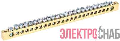 Шина PEN "земля-ноль" 8х12мм 24/2 (24группы/крепеж по краям) IEK YNN21-24-100