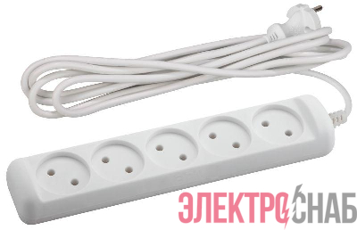 Удлинитель 5х3м без заземл. 10А IP20 U-5-3m-2х1 ПВС 2х1 Эра Б0028364