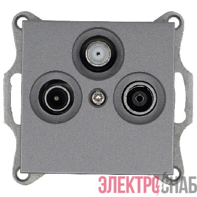 Розетка телевизионная проходная TV + FM + SAT 3-м Ф9.5мм механизм алюм. Jasmart G6207S