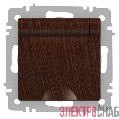 Розетка 1-м СП Accent 6-203-10 16А IP20 250В 2P+E Schuko с крышкой AL/CU венге Intro Б0063454