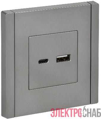 Розетка USB A+C сталь FORTE&PIANO 18Вт FP551 IEK FP-U22-018-K46
