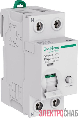 Выключатель дифференциального тока 2п 100А 300мА тип A-S Systeme9 230В SE S9R29291