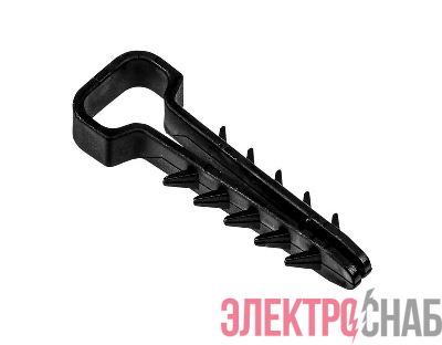 Дюбель-хомут PCD-F 06х12-45-100BL для плоского кабеля PA6.6 черн. (уп.100шт) JazzWay 5055001
