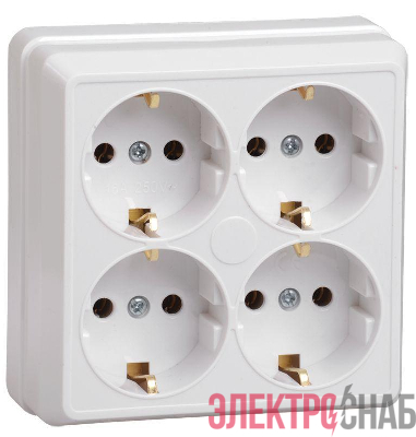Розетка 4-м ОП Октава РС24-3-ОБ 16А IP20 с заземл. бел. GENERICA ERO41-K01-16-DC