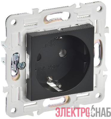 Розетка SKANDY 16А с заземл. без защ. шторок SK-R05Bl черн. IEK SK-R11-16-K02