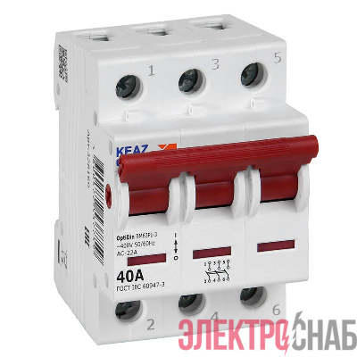 Выключатель нагрузки модульный 3п 40А OptiDin BM63PL-340-УХЛ3 (ВМ63PL) КЭАЗ 328169