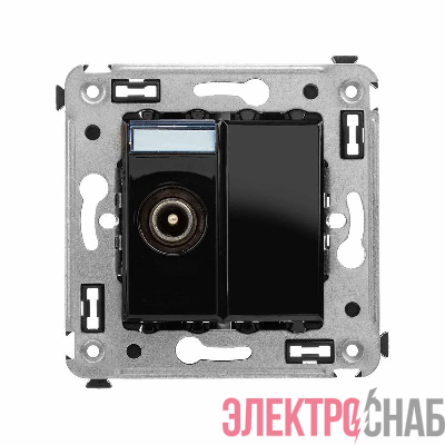 Розетка телевизионная проходная TV СП Avanti "Черный квадрат" DKC 4402513