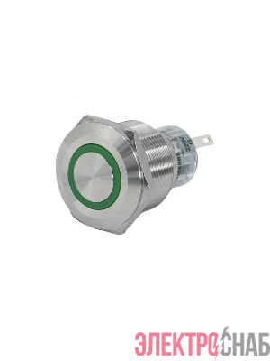 Выключатель кнопочный GQ22-L-11E/G/220V/S 1НО+1НЗ цилиндр с подсветкой 220В AC/DC d22мм IP65 метал. зел. Электротехник ET020093