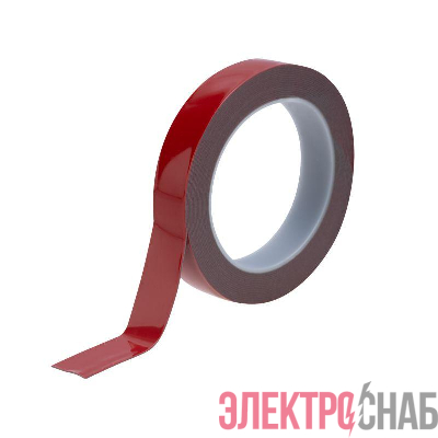 Скотч двухсторонний 20ммх5м красн. на сер. основе Rexant 09-6020