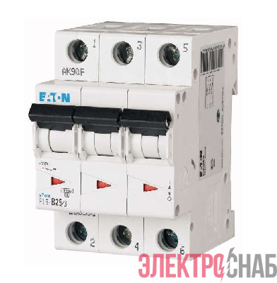 Выключатель автоматический модульный 3п C 25А 6кА PL6-C25/3 EATON 286603