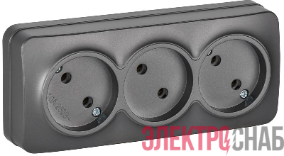 Розетка 3-м ОП GLORY РС23-2-ХСм 10А без заземл. без защ. шторок сталь матов. IEK ERH30-K46M-10