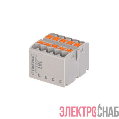 Блок распределительный зажим push-in 10 точек подключения 2.5кв.мм сер. DKC DTP1-010-04SPUG