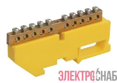 Шина PE "земля" на DIN-изол. ШНИ-6х9-10-Д-Ж IEK YNN10-69-10D-K05