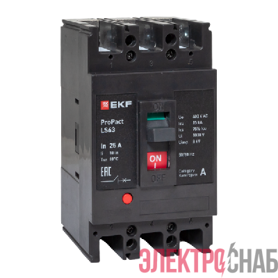 Выключатель автоматический 3п 25А 15кА LS63 ProPact EKF mccb-63-15-3-25-ls