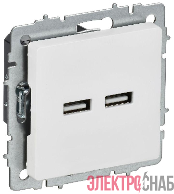 Розетка BRITE РЮ10-1-БрАБ USB A+A 3.1А механизм арктич. бел. IEK BR-U21-D31-K91