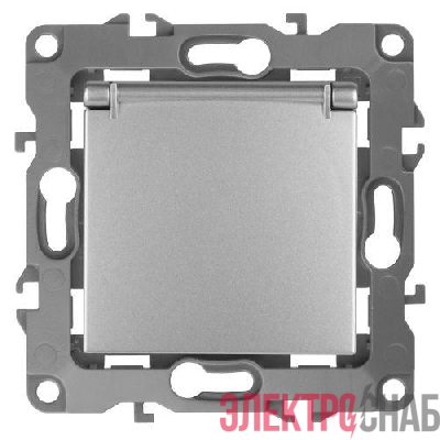 Розетка 1-м СП Эра12 12-2103-03 16А IP20 16AX 250В 2P+E Schuko защ. шторки с крышкой механизм алюм. Эра Б0014695