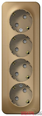 Розетка 4-м ОП Blanca 16А IP20 250В с заземл. защ. шторки с изолир. пластиной титан SE BLNRA011414